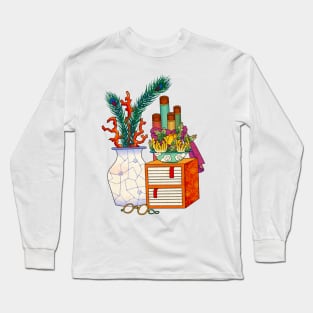 Minhwa: Old Korean Stationery with Coral A Type (Korean traditional/folk art) Long Sleeve T-Shirt